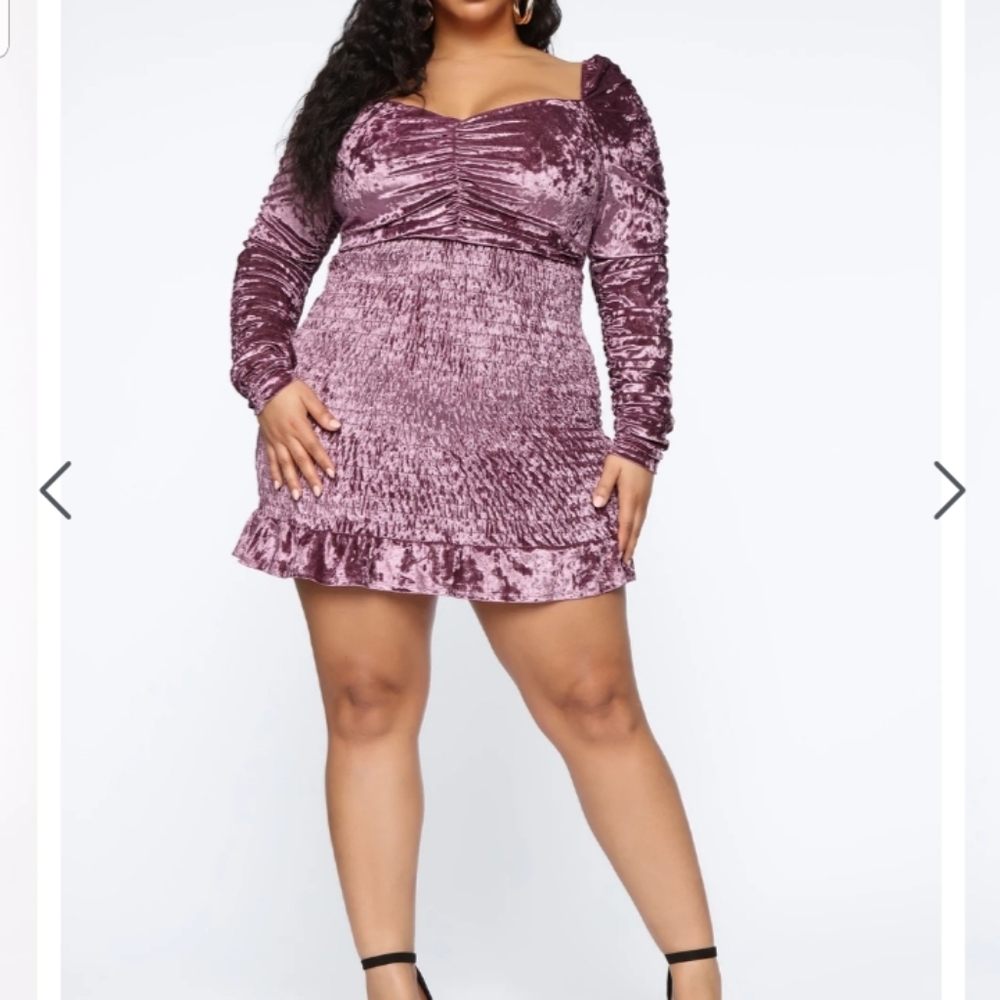 Fashion Nova Victoria Velvet smocked mini dress 1X